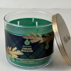 FRESH BALSAM White Barn Bath & Body Works 3 Wick Candle Essential Oils